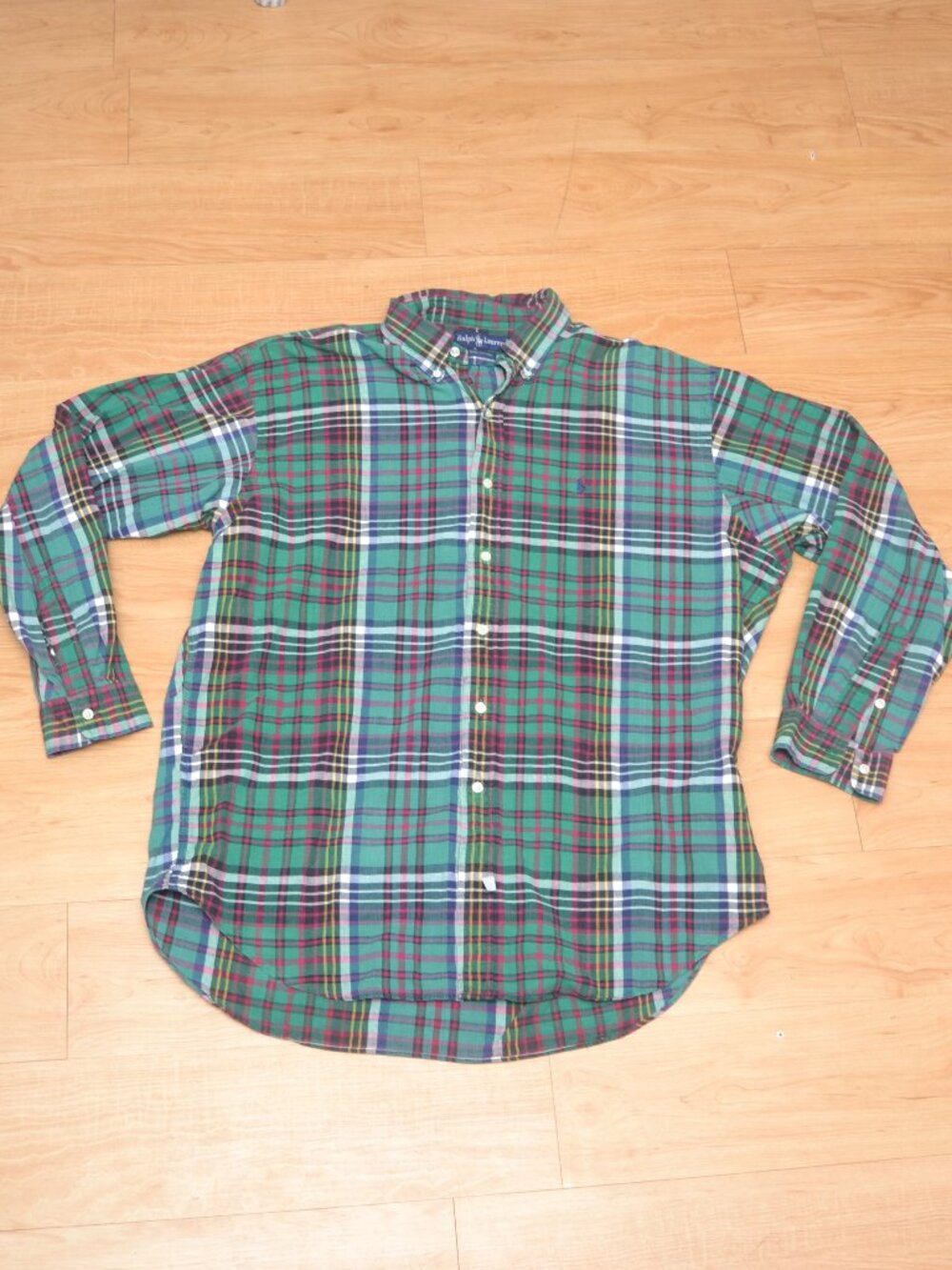 Ralph Lauren Men's Long Sleeve Shirt Green Checkered XL